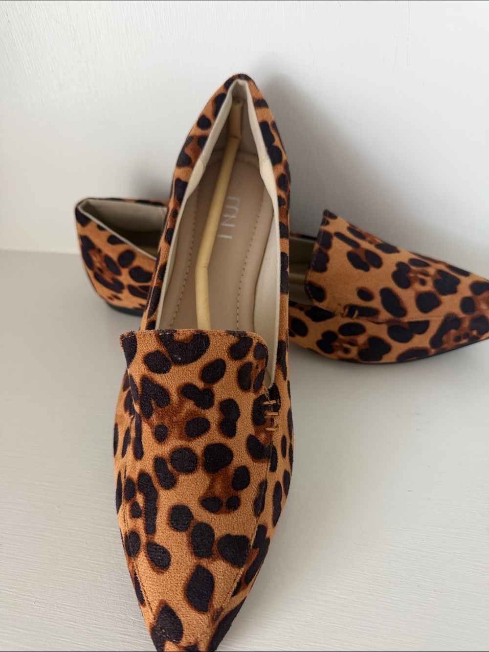 Leopard Print Pointed Toe Loafers - Brown/Black